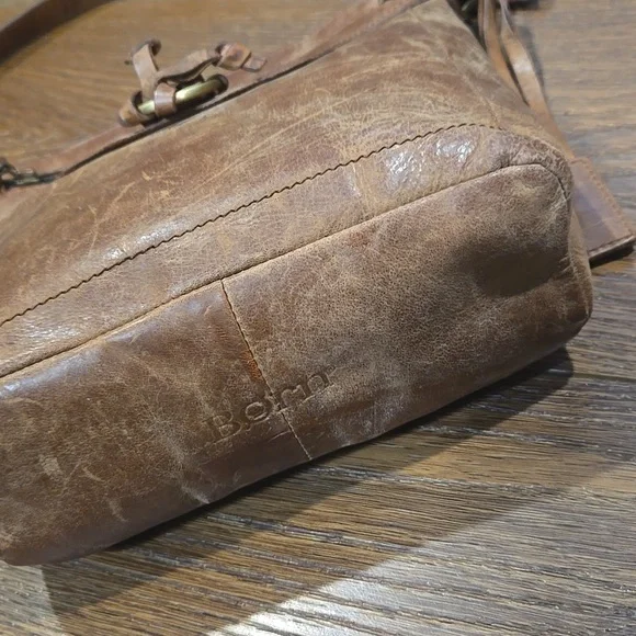 VINTAGE BORN BRITISH TAN SADDLE LEATHER CROSSBODY... #7514 - Picture 7 of 11